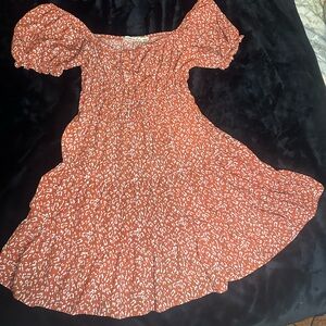 Red and White Patterned Dress